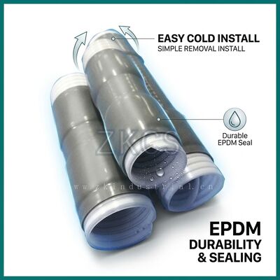 80mm Heavy Duty EPDM Cold Shrink Sleeve 43 Shore A Hardness 38KNmm Tear for Residential Cable Joints Protection