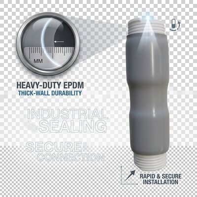 300mm Heavy Duty EPDM Cold Shrink Tubing High Elastic 18MVm Dielectric for Power Line Cable Protection ROHS 2 Compliance