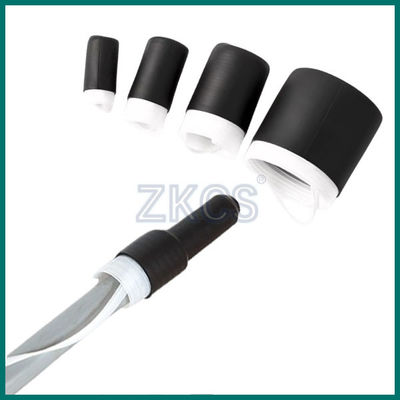 Schließende Epdm-Kaltschrumpfkappe am Ende einer Vielzahl von Kabeln