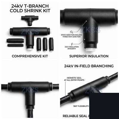 24kV 3-Core Cold Shrink Straight Cable Joint Kit XLPE Power Cable Connector 70-120mm² Silicone Rubber